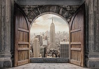 Флізелінові 3D фотошпалери до спальні 416x290 см Місто - Вид з арки на Нью-Йорк (13846VEXXXXL)+клей - вид 1 мініатюра
