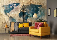 Флизелиновые фотообои 368 x 280 см Карта мира на старом пергаменте (13849V10)+клей