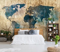 Флизелиновые фото обои карта мира 254 x 184 см Винтаж на старом пергаменте (13849V4)+клей