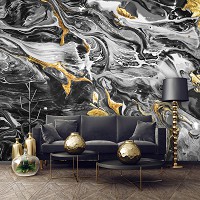 Флизелиновые фотообои в интерьере 312 x 219 см Абстракция - Черный мрамор с золотом (13851VEXXL)+клей
