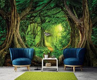 Красивые флизелиновые фотообои на кухню 3D 312 x 219 см Природа - Тропический лес и тропинка (13852VEXXL)+клей