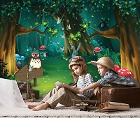 Флизелиновые фотообои 460 x 300 см Детские - Сказочный лес с животными (13857V12)+клей