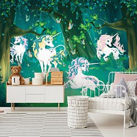 Флизелиновые фотообои Волшебный лес единорогов (13858V)+клей