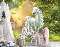 Флизелиновые фотообои 520 x 318 см Детские - Волшебный край единорогов (13862VEXXXXXL)+клей