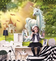 Флізелінові фотошпалери в дитячу дівчинку Для дітей Казкова країна єдинорогів (13862V)+клей