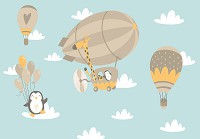 Флизелиновые фотообои 460 x 300 см Детские - Пингвины на воздушном шаре (13871V12)+клей - вид 1 миниатюра