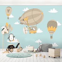 Флизелиновые фотообои воздушные шары в детскую 416 x 254 см Пингвины (13871VEXXXL)+клей