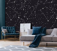 Флизелиновые фотообои в детскую комнату для мальчика 368 x 254 см Космос - Созвездия (13873V8)+клей