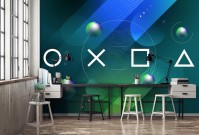 Фотообои флизелиновые 368 x 280 см для подростков Символы PlayStation (13877V10)+клей