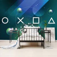 Фотообои флизелиновые 368 x 254 см для подростков Символы PlayStation (13877V8)+клей