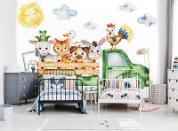 Флизелиновые детские фотообои авто 368x254 см Домашние животные на грузовике (13879V8) +клей