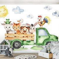 Флізелінові фотошпалери з машинами Домашні тварини на вантажівці (13879V)+клей - вид 8 мініатюра