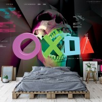 Фотообои флизелиновые 368 x 254 см для подростков Череп и Playstation (13880V8)+клей