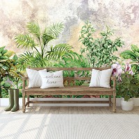 Квіти флізелінові фотошпалери Тропічний лист на стіні (13881V)+клей