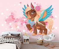 Флизелиновые фотообои в детскую девочке 368 x 254 см Коричневое пони (13883V8)+клей