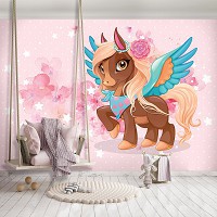 Флизелиновые фотообои 368 x 280 см Детские - Коричневое пони (13883V10)+клей