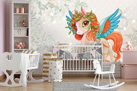 Флизелиновые фото обои конь 254 x 184 см Детские - Волшебное пони (13885V4)+клей