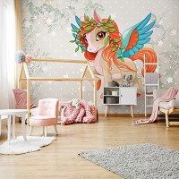 Флизелиновые фотообои в детской 312 x 219 см Волшебное пони (13885VEXXL)+клей