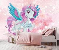 Лошади флизелиновые фотообои 312 x 219 см Детское - Светло фиолетовое пони (13886VEXXL)+клей