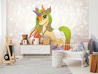 Флизелиновые фотообои для девочки Волшебный единорог (13887V)+клей
