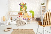 Флизелиновые фото обои для девочки 254 x 184 см Детское - Волшебный единорог (13887V4)+клей