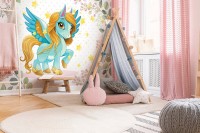 Фотообои флизелиновые 460 x 300 см Детское - Светло голубое пони  (13888V12)+клей