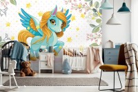Фотообои флизелиновые 254 x 184 см Детское - Светло голубое пони  (13888V4)+клей