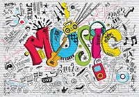 Флизелиновые фотообои музыка 254 x 184 см Детские - Граффити (13891V4)+клей - вид 1 миниатюра