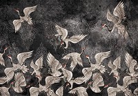 Флизелиновые фото обои птицы 254x184 см Журавли на темном фоне (13892V4)+клей - вид 1 миниатюра