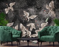 Флизелиновые фотообои птицы 520x318 см Журавли на темном фоне (13892VEXXXXXL) +клей