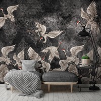 Флизелиновые фото обои птицы 254x184 см Журавли на темном фоне (13892V4)+клей - вид 8 миниатюра