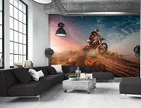 Флизелиновые 3D фото обои машины 312 x 219 см Спорт - Гонщик на мотоцикле (13893VEXXL)+клей