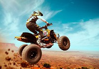 Флизелиновые 3д детские фотообои для мальчиков подростков фото машин 368x280 см Квадроциклист в моменте (13894V10) +клей - вид 1 миниатюра