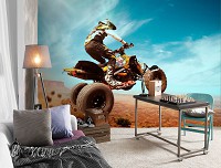 3d флизелиновые детские фотообои для мальчиков подростков машины 416x290 см Квадроциклист в моменте (13894VEXXXXL) +клей