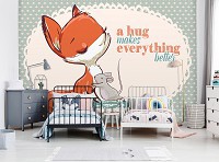 Флизелиновые фотообои 368 x 254 см Детские - Лисичка и мышонок  (13899V8)+клей