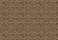 Флізелінові фотошпалери з геометричними фігурами 416x290 см Соти - Золоті шестикутники на дереві (13901VEXXXXL)+клей - вид 1 мініатюра