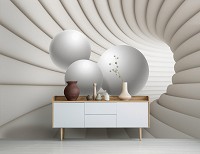 Абстрактные флизелиновые фотообои 3D 368 x 280 см Шары и туннель в бежевом цвете (13906V10)+клей