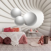 3d флизелиновые фотообои 368 x 254 см Шары и туннель в бежевом цвете (13906V8)+клей
