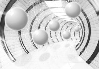 Фотообои 3D флизелиновые 254 x 184 см Шары в черно-белом тоннеле (13912V4)+клей - вид 1 миниатюра