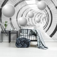 Фотообои 3D флизелиновые 312 x 219 см Шары в черно-белом тоннеле (13912VEXXL)+клей
