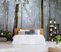 Флизелиновые фотообои с природой 3D Пейзаж - Зимний лес (13919V)+клей