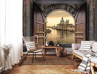 Флизелиновые фотообои 3D город 312 x 219 см Вид через арку на Венецию (13922VEXXL)+клей