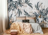 Фотошпалери флізелінові 368 x 254 см Зелене листя на світлому тлі (13925V8)+клей