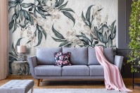 Фотообои флизелиновые 312 x 219 см Зеленые листья на светлом фоне (13925VEXXL)+клей