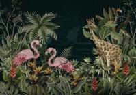 Фотообои флизелиновые 520 x 318 см Нарисованные жираф и два фламинго в тропиках (13931VEXXXXXL)+клей - вид 1 миниатюра
