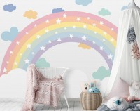 Фотошпалери флізелінові дитячі 368 x 280 см Веселка в хмарах (13932V10)+клей