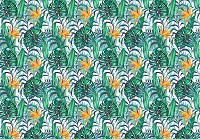 Флізелінові фотошпалери на всю стіну 368x254 см Зелене та жовте листя на білому тлі (13951V8) +клей - вид 1 мініатюра