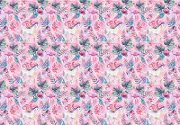 Дитячі флізелінові фотошпалери для дівчинки 416x290 см Єдинороги фламінго та квіти на рожевий фон (13952VEXXXXL) +клей - вид 1 мініатюра