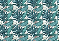 Флизелиновые фотообои цветы на стену Огромные зеленые листья на белом фоне (13953V)+клей - вид 1 миниатюра