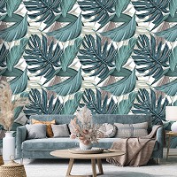 Флизелиновые фотообои цветы на стену Огромные зеленые листья на белом фоне (13953V)+клей - вид 8 миниатюра